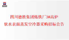 华体会 （hth）·官方网站-登录入口-HTH SPORTS
炼铁厂3#高炉 软水表面蒸发空冷器招标公告